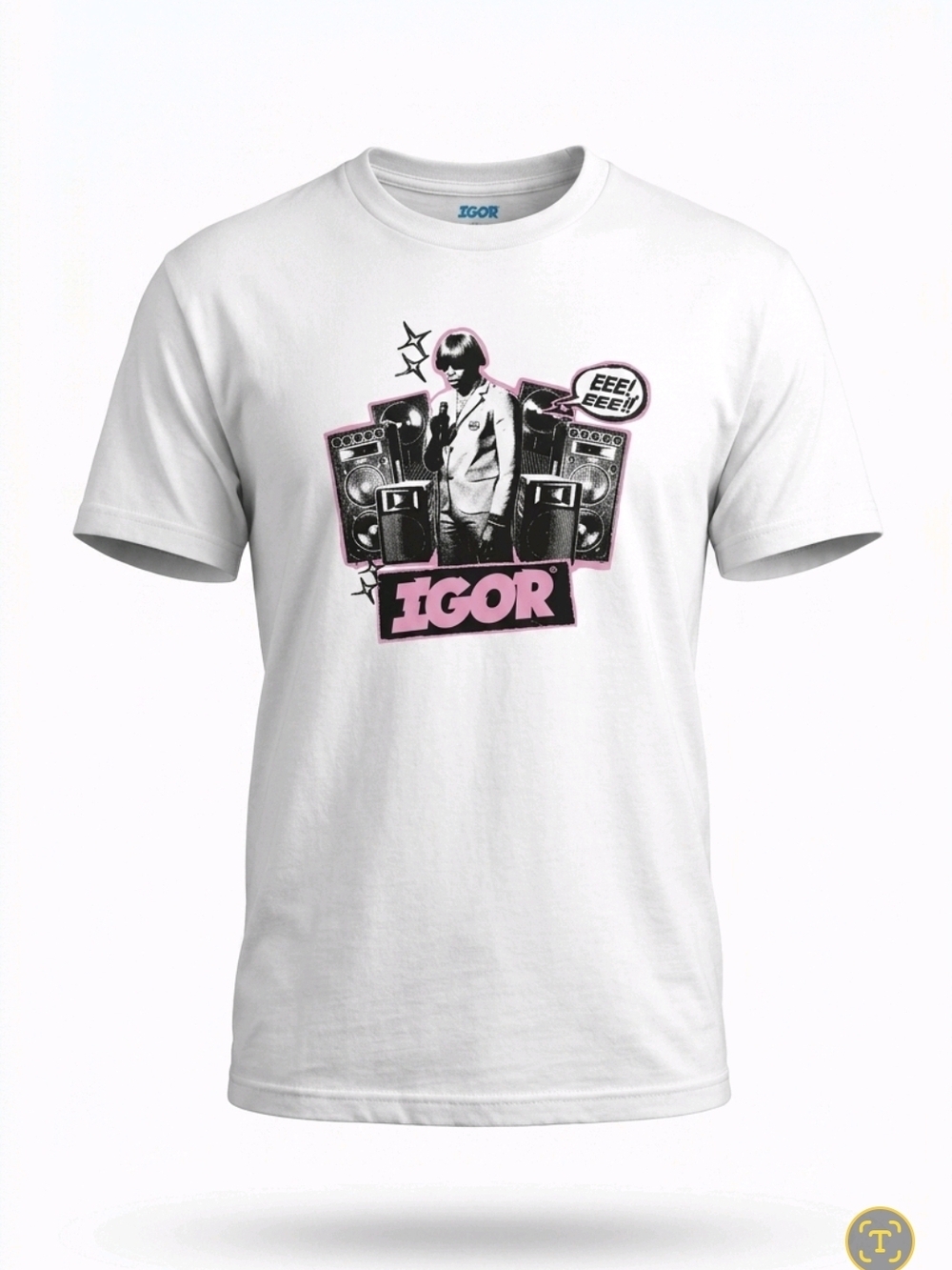 Igor Tyler The Creator White Tee with Pink and Black Graphic